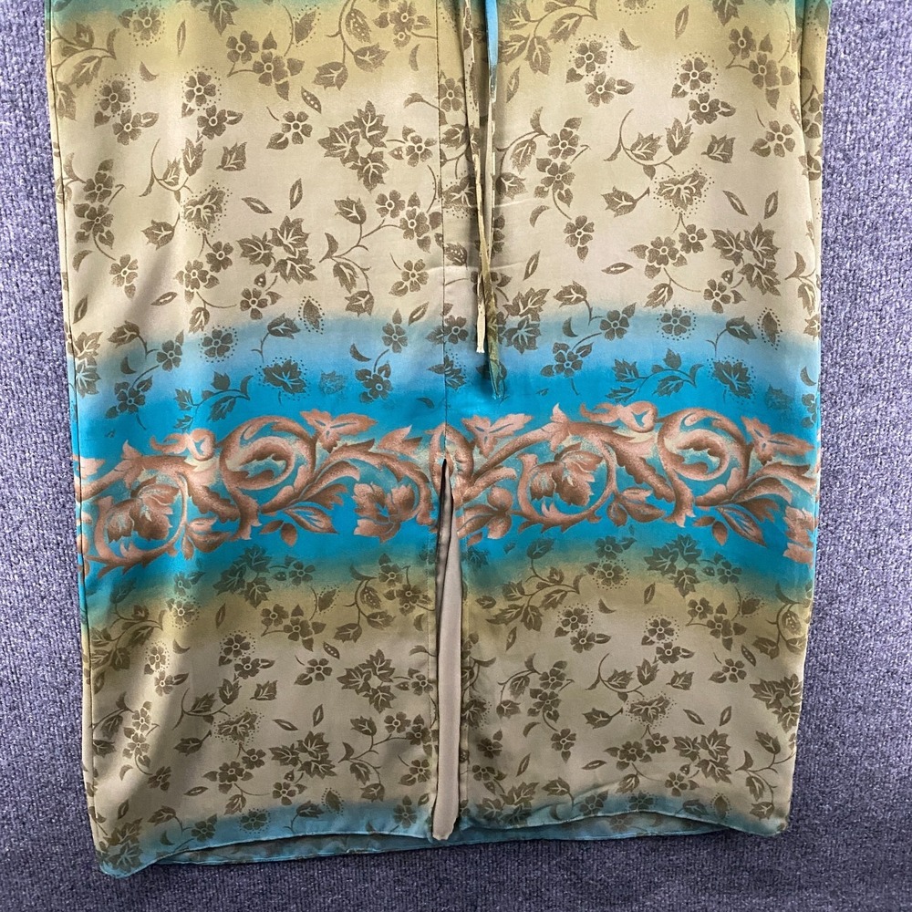 Kathie Lee Dress Large Green Floral Sleeveless Long Vintage 90s Fairy Cottage - Picture 7 of 13